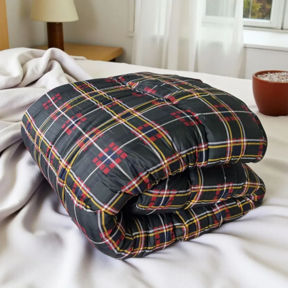 Trapunta anallergica singola scozzese TARTAN piumone invernale verde