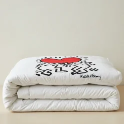 Trapunta invernale piumone singolo in cotone KEITH HARING Heart bianco