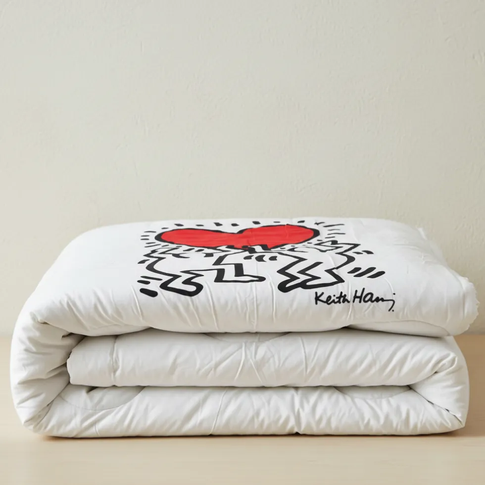 Trapunta invernale piumone singolo in cotone KEITH HARING Heart bianco