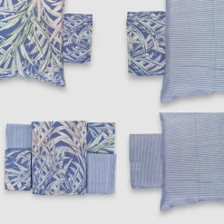 Zucchi copripiumini Matrimoniali 100% Cotone Ciuffetto 4 Federe blu