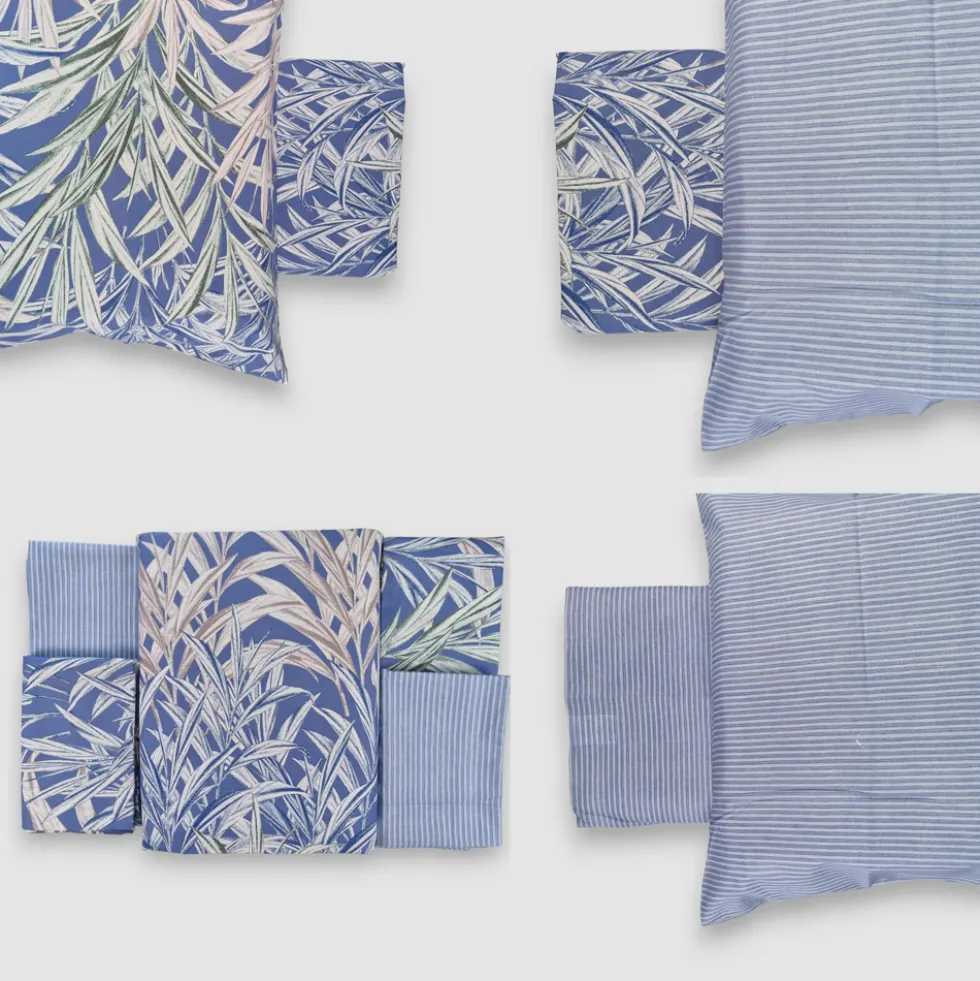 Zucchi copripiumini Matrimoniali 100% Cotone Ciuffetto 4 Federe blu
